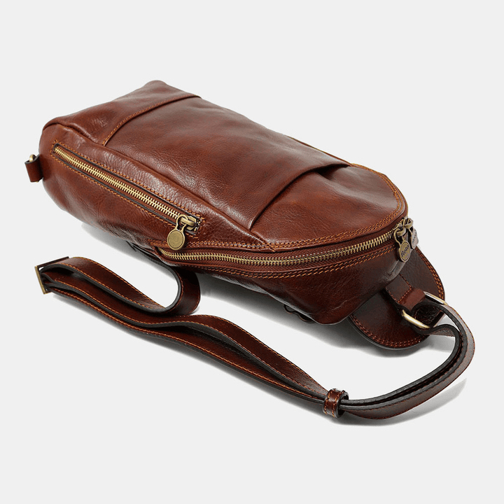 Men PU Leather Anti-Theft Vintage Casual Shoulder Bag Crossbody Bag Chest Bag Sling Bag Hippie Bag - MRSLM