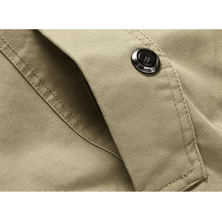 Mens Spring Autumn Stand Collar Multi Pocket Outdoor Jacket - MRSLM