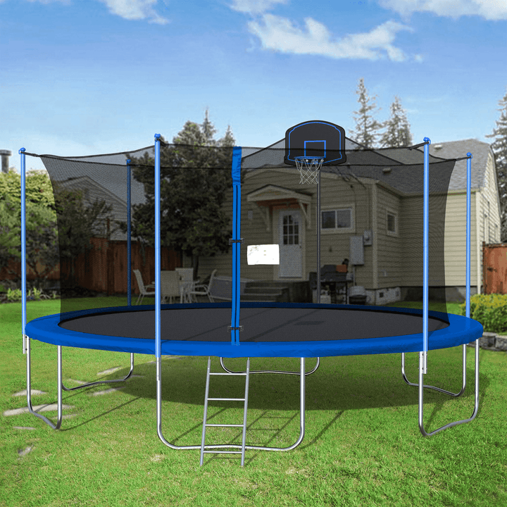 [US Direct]Bominfit 16Inch Fitness Trampoline with Basketball Frame Aerobic Jump Training Gym Exercise Jump Kids Adult Home Garden Exercise Tools - MRSLM
