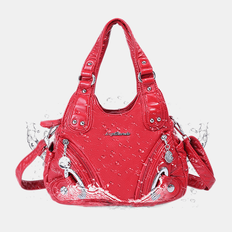 Women Soft Leather Handbag Solid Handbag Crossbody Bag - MRSLM