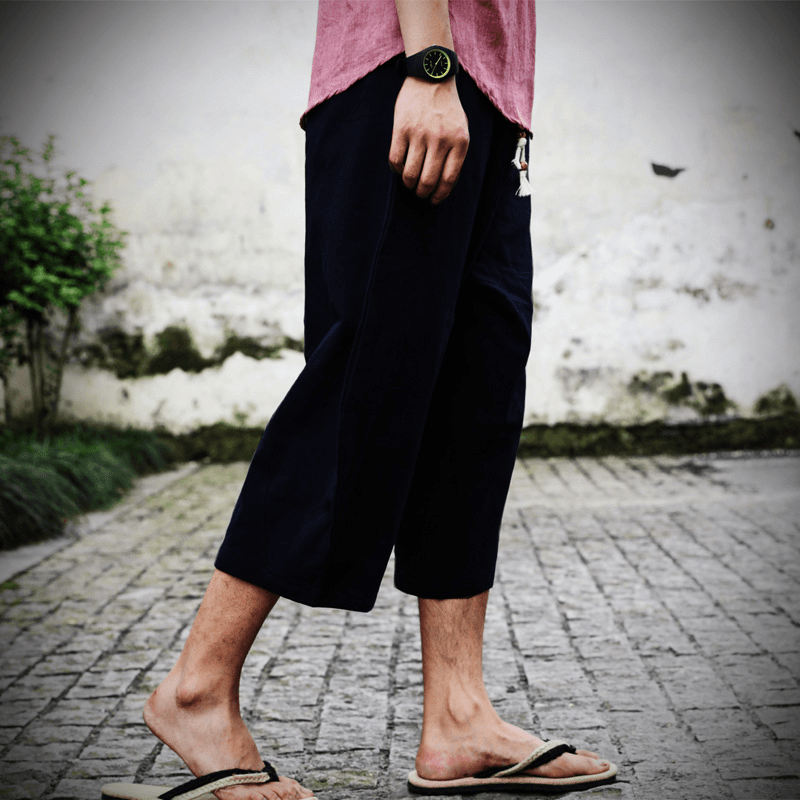 Cotton and Linen Harem Pants Linen Low End Wide Leg Suspender Pants - MRSLM