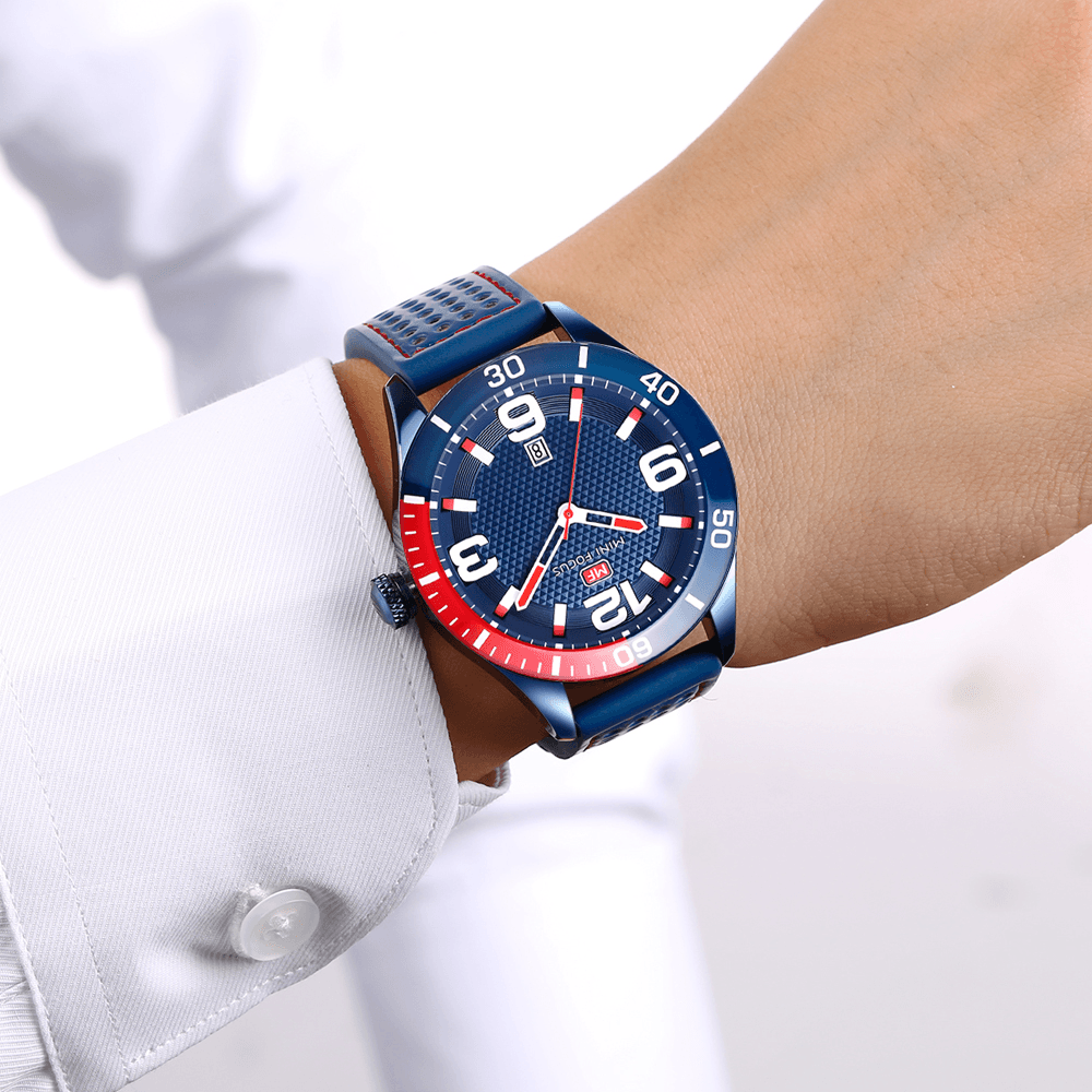 MINI FOCUS MF0155G Date Display Waterproof Men Wrist Watch Silicone Strap Quartz Watches - MRSLM