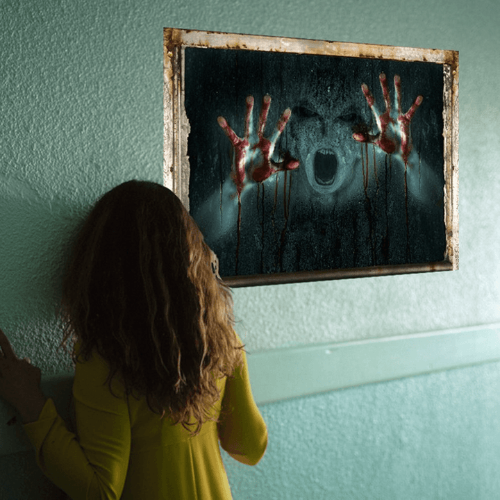 Halloween Horror 3D Bloody Ghost Stickers Removable Scary Zombie Wall for Halloween Haunted House Party Decoration - MRSLM