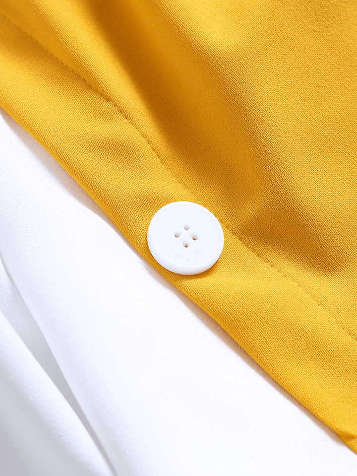 Side Button Patchwork Dress - MRSLM