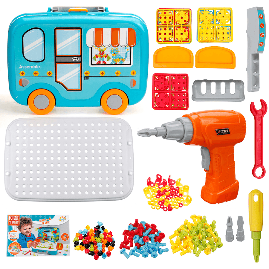 Children Electric Drill Screw Toys DIY Assembly Puzzle Kit Kids Educational Toys Gift - MRSLM