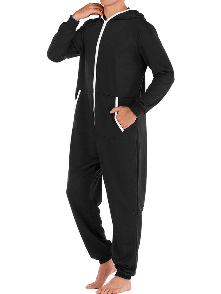 Men Casual Onesies Jumpsuit Hooded Loungewear Loose Pajama - MRSLM