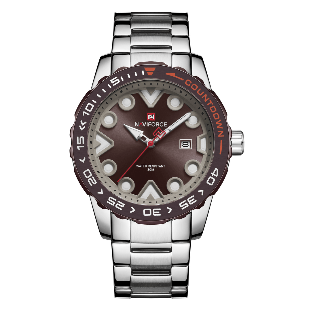 NAVIFORCE 9178 Full Steel Luminous Display Men Wrist Watch Date Display Quartz Watches - MRSLM