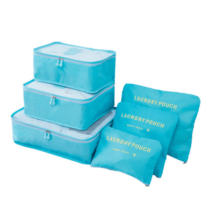 6 Pcs Luggage Organizer Travel Mesh Storage Bag Cosmetic Bag Wash Bag - MRSLM