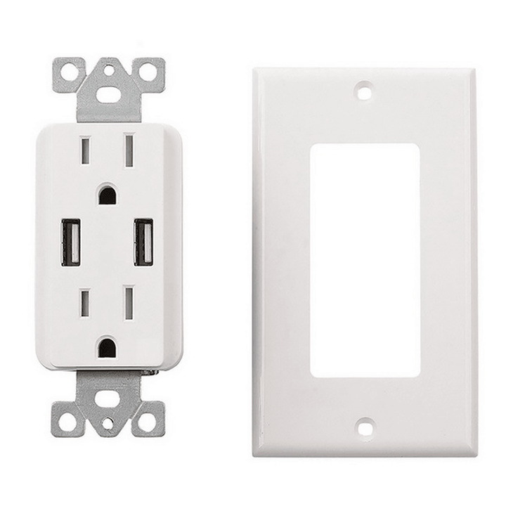 US Wall Socket 2 USB Outlets 2.4A/3.1A/4.2A Charger Socket Wall Socket Panel Switch - MRSLM
