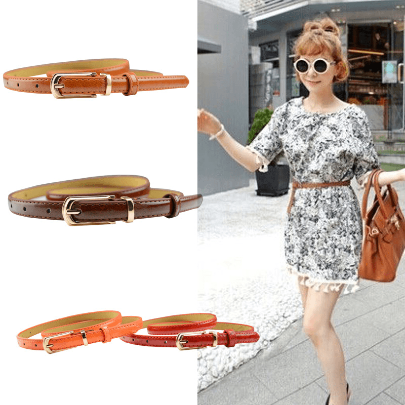 Candy Color Pin Buckle Ladies Patent Leather Pu Belt - MRSLM