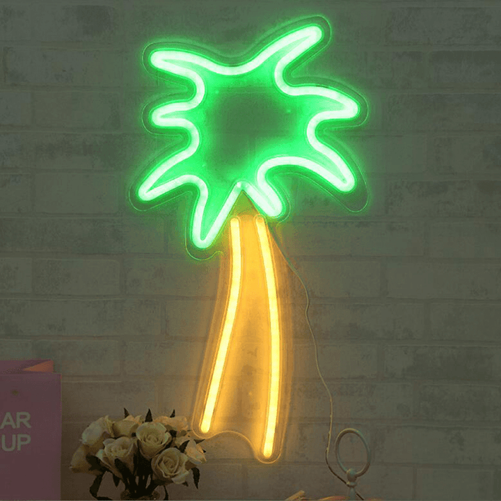 47Cm Coconut Tree LED Neon Sign Light Bar Bedroom Wall for Room Home Party Gift Wedding Decoration - MRSLM