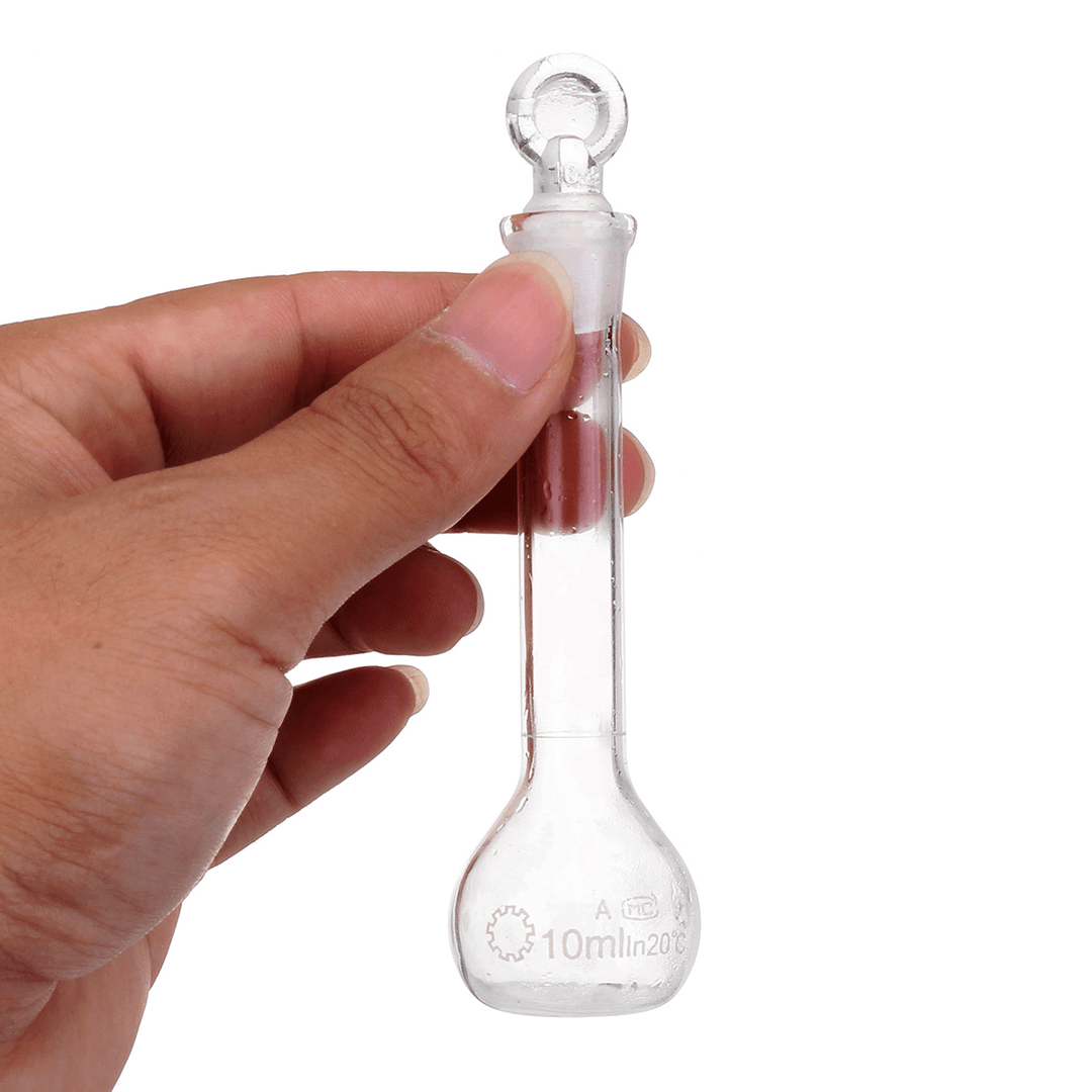 10Ml Clear Glass Volumetric Flask W/ Glass Stopper Lab Chemistry Glassware - MRSLM