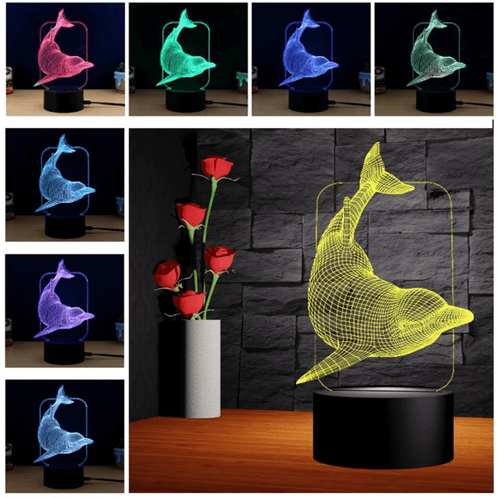 Modern Black USB Cable Remote Control Night Light 7 Color-Adjust Touch Switch Acrylic 3D Led Night Lamp Assembled Base for Home Bedroom Decor - MRSLM