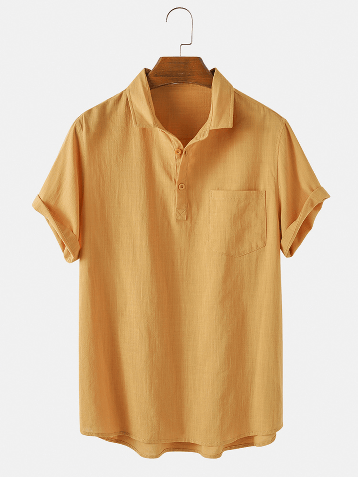 Mens 100% Cotton Turn down Collar Short Sleeve Golf Shirts - MRSLM