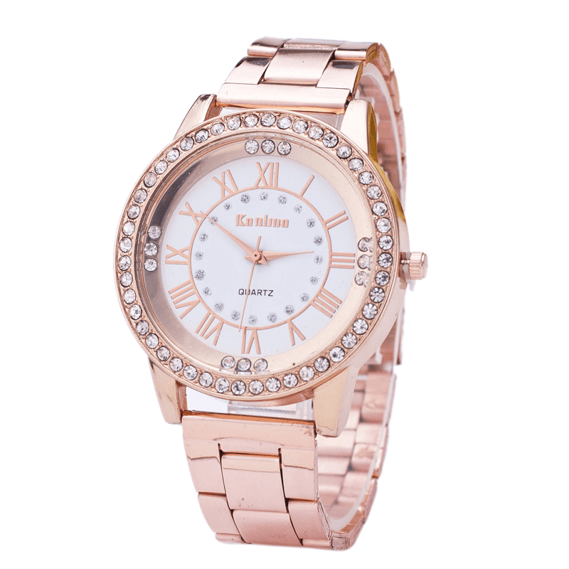 Fashionable Diamonds Ladies Wrist Watch Stainless Steel Strap Quartz Watches - MRSLM