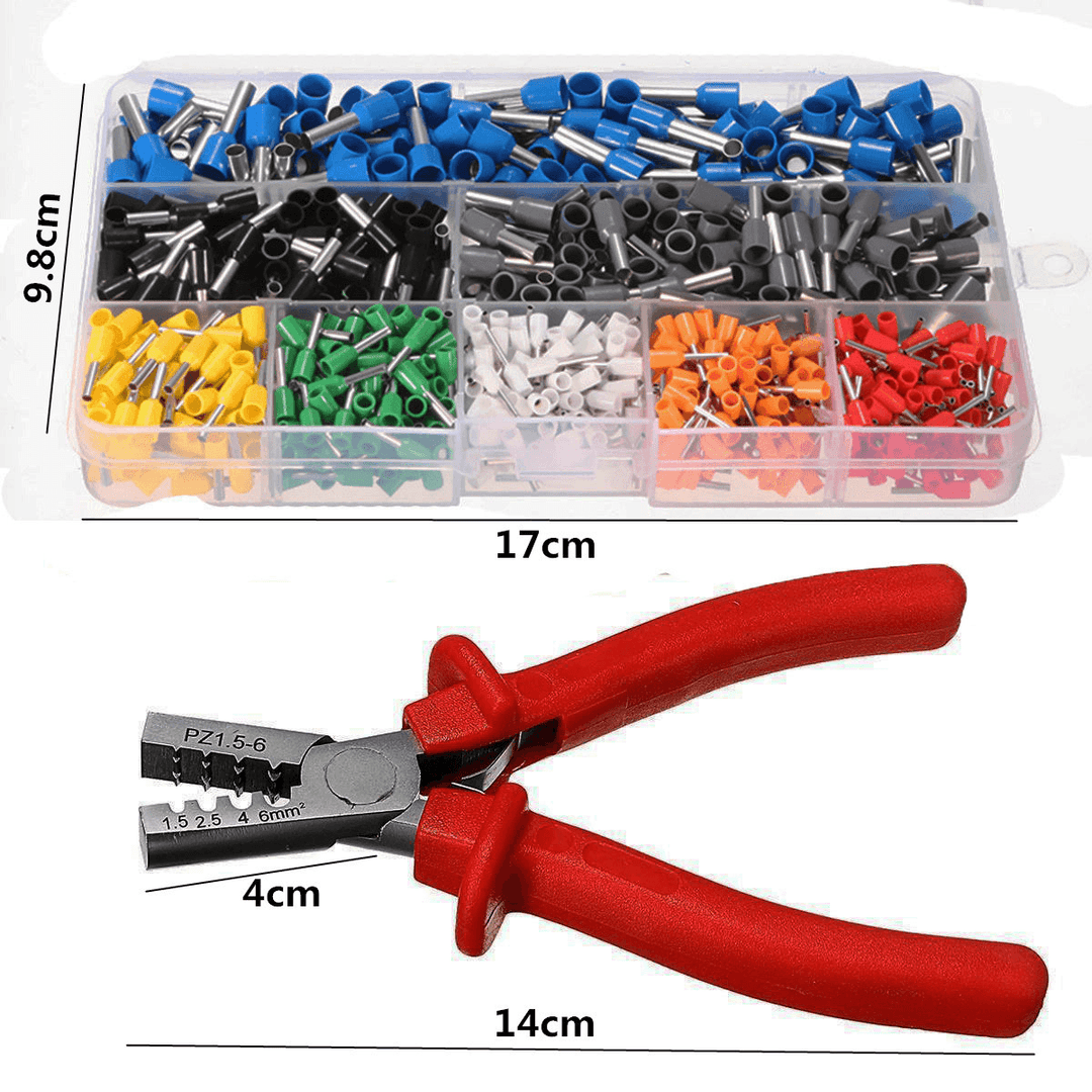 Excellway® EC02 800Pcs Insulated Wire Connector Terminal Cord Pin End Terminal with Crimper Plier - MRSLM