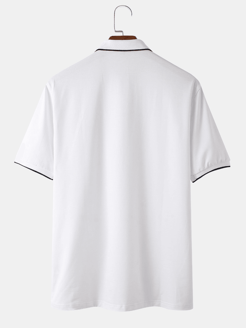 Mens 100% Cotton Button Closure Solid Color Casual Golf Shirts - MRSLM