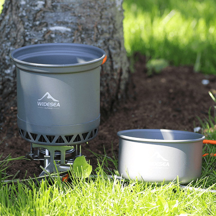 Widesea Single People Camping Pot Folding Tableware Set Heat Cooker Cookware Outdoor Cooking Equipment - MRSLM