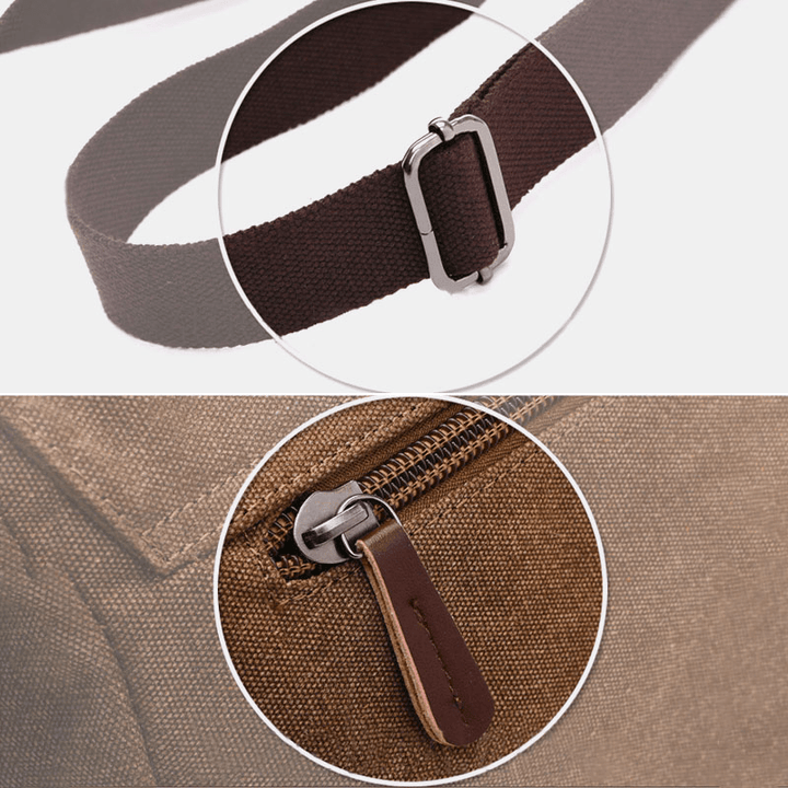 Men Canvas Back Anti-Theft Zipper Pocket Crossbody Bags Casual Large Capacity 6.3 Inch Phone Bag Shoulder Bag - MRSLM