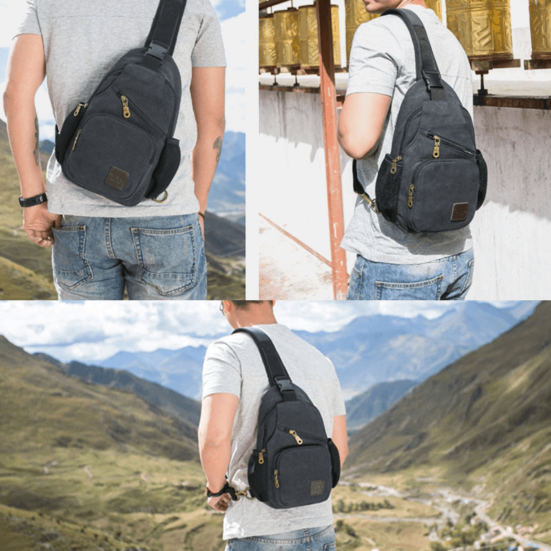 Men Casual Vintage Chest Bag Shoulder Bag for Outdoor Travel - MRSLM