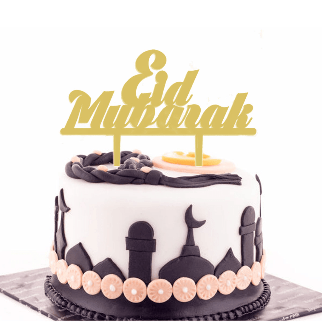Eid Mubarak Ramadan Iftar Cake Topper Muslim Islam Hajj Cake Decor Black Gold Cake Decorations Cake Decoration Set Baking Tolls - MRSLM