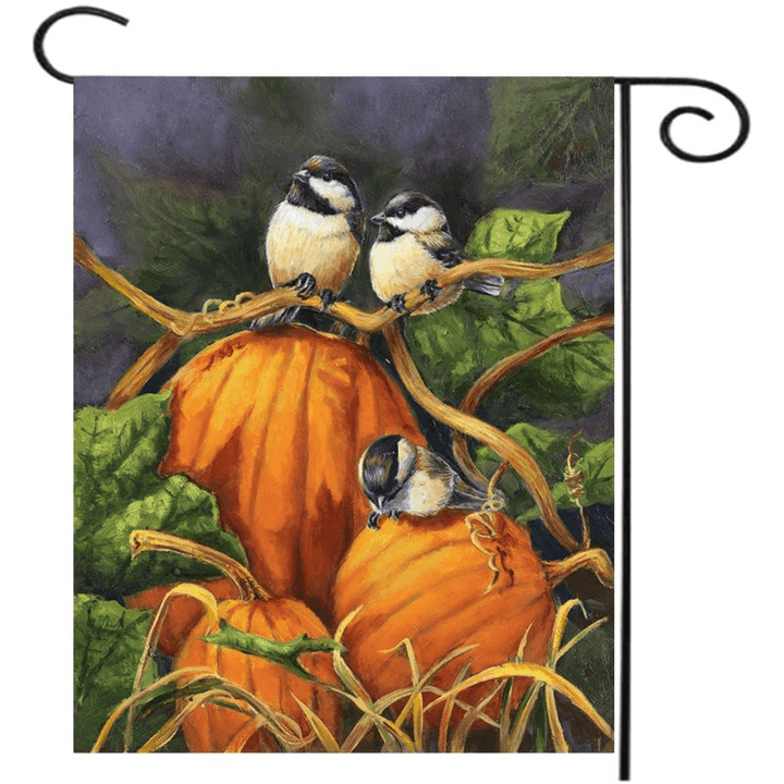 30X45Cm Thanksgiving Polyester Pumpkins Birds Welcome Flag Garden Holiday Decoration - MRSLM