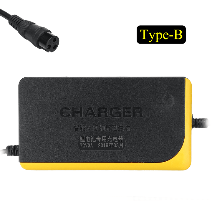 72V 3A Lithium Battery Charger for Electric Bicycle Skateboard E-Bike Scooter - MRSLM