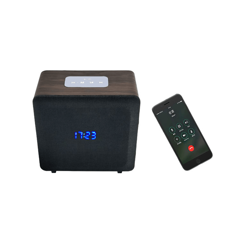 Wireless Bluetooth Speaker Alarm Clock Wooden Home Retro Radio Timebox LED Digital Table Music Clock - MRSLM