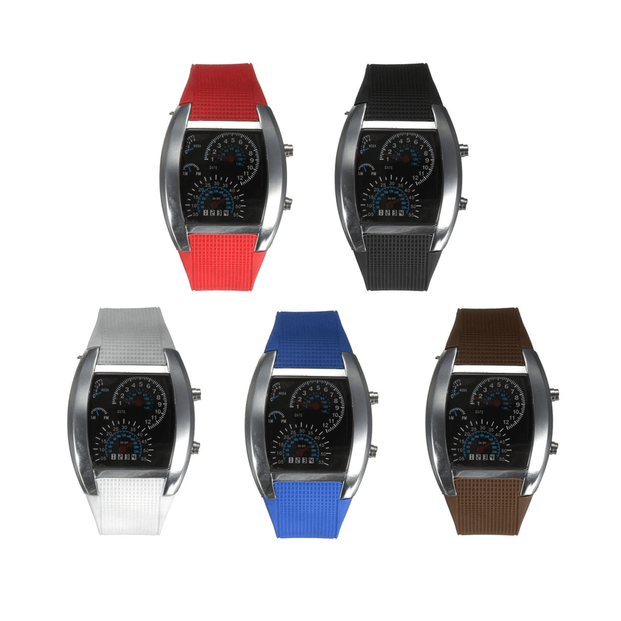 Unisex Fashion Square Silicone Rubber Band Binary DOT LED Quartz Watch - MRSLM