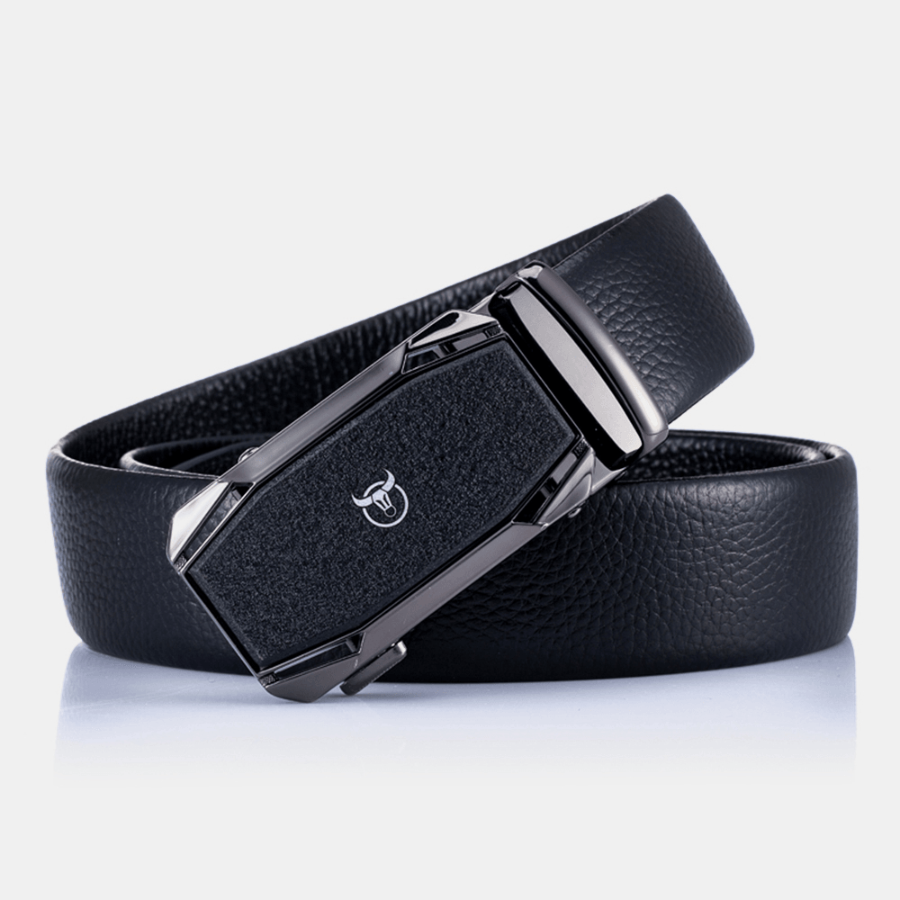 BULLCAPTAIN Genuine Leather First Layer Leather Business Casual Automatic Buckle Belt Leather Belt for Men - MRSLM