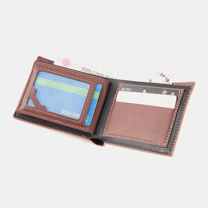 Men Bifold Short RFID Antimagnetic Wallet Vintage Multi-Card Slots Card Holder Money Clip - MRSLM