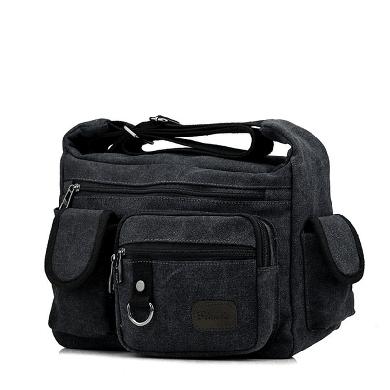Large Capacity Men Casual Canvas Shoulder Messenger Bag Travel Crossbody Bag - MRSLM