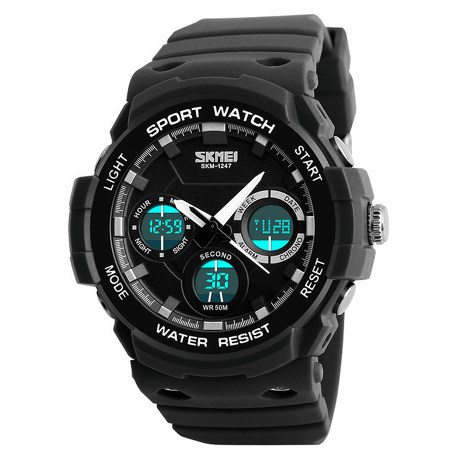 SKMEI 1247 Dual Display Digital Watch Men Luminous Chronograph Alarm Watch Outdoor Sport Watch - MRSLM