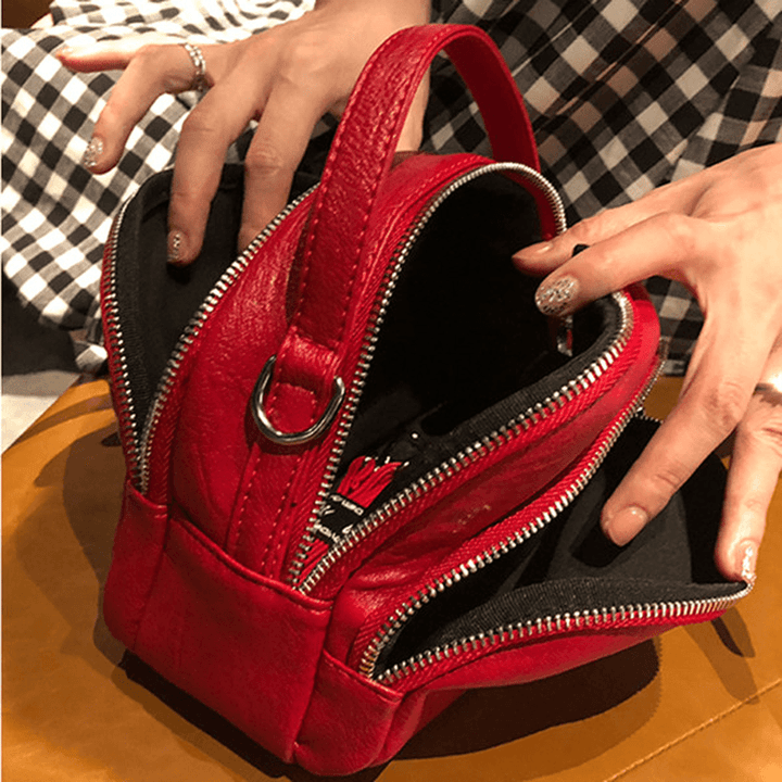 Women Faux Leather Mini Phone Bag Multi-Slot Retro Crossbody Bag - MRSLM