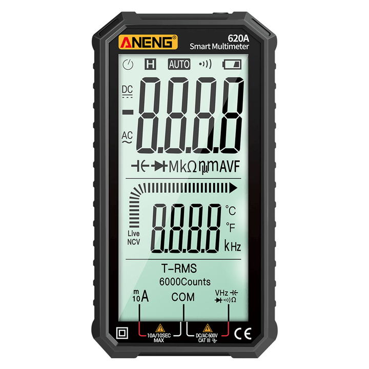 ANENG 620A 4.7-Inch Large LCD Screen Automatic + Manual Intelligent True RMS Digital Multimeter Resistance Diode Capacitance Temperature Frequency Test - MRSLM