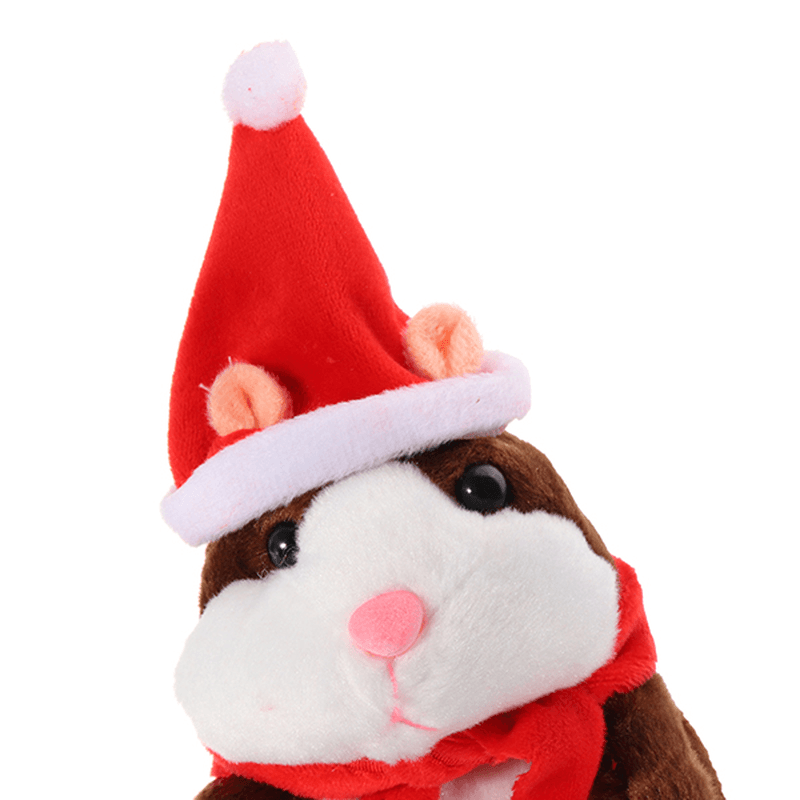18CM Lovely Talking Hamster Christmas Plush Toy Speak Talking Sound Record Hamster Talking Toys - MRSLM