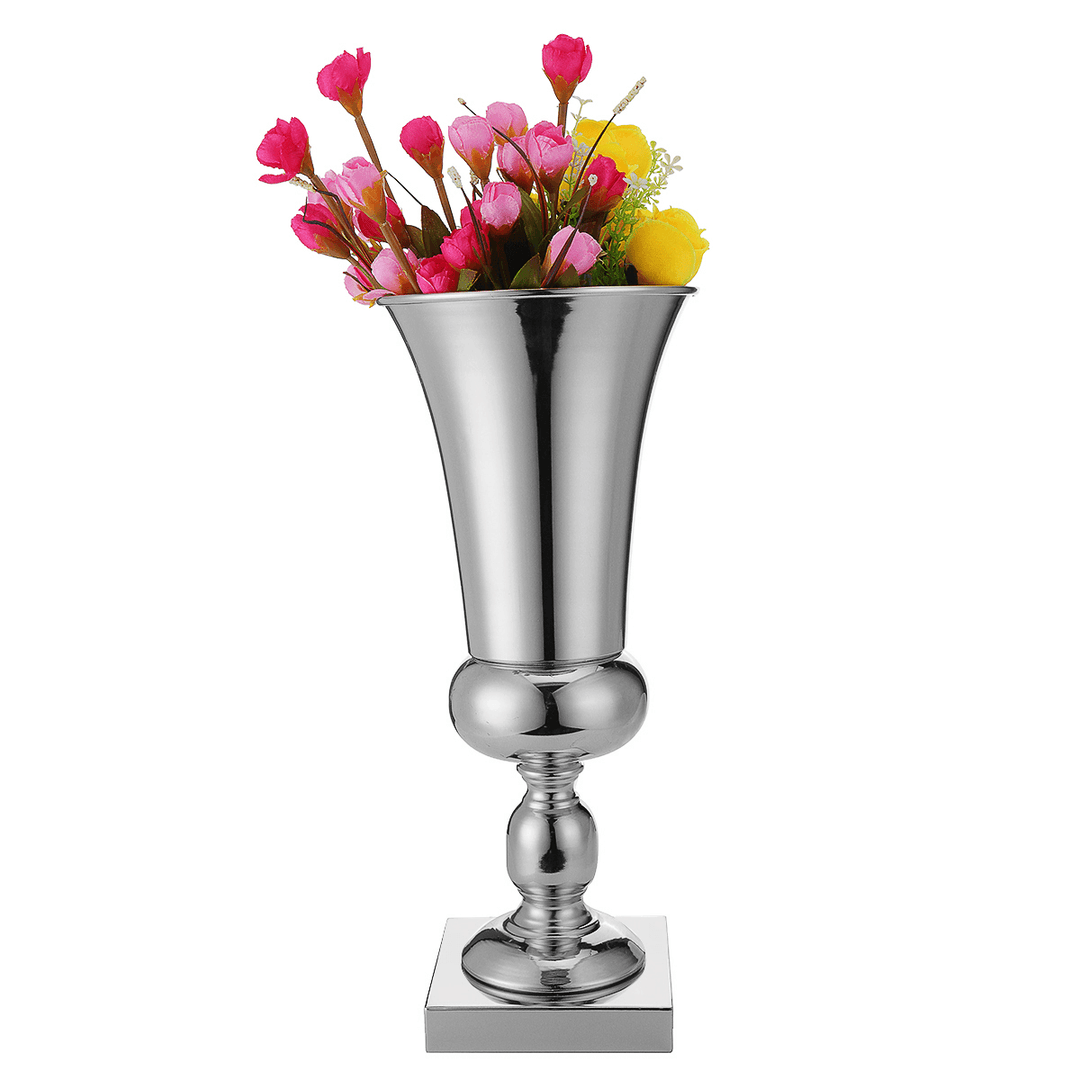 43Cm Stunning Luxury Silver Gold Flower Vase Wedding Table Centrepiece Decor - MRSLM