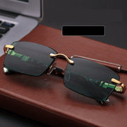 Lucky Dark Green Frameless Trimmed Sunglasses - MRSLM