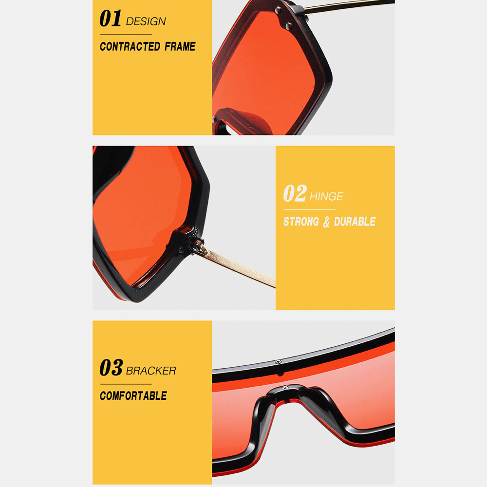 Women plus Size Thick Frame One-Piece Square Shape Personality Fashion Trend UV Protection Sunglasses - MRSLM