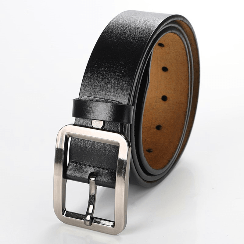 Men'S Explosive Leather Simple Retro Pin Buckle Belt - MRSLM