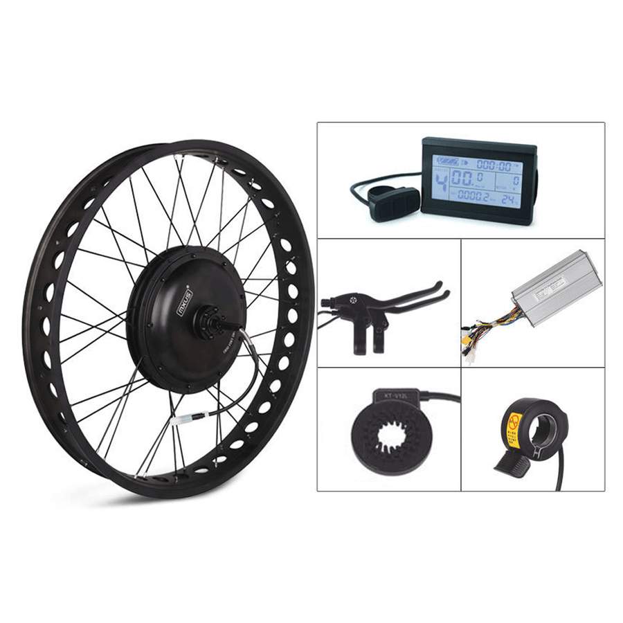 26Inch 500W Front Wheel Hub Motor Set with PAS Sensor Brake Throttle LCD Display Controller E-Bike Conversion Kit - MRSLM