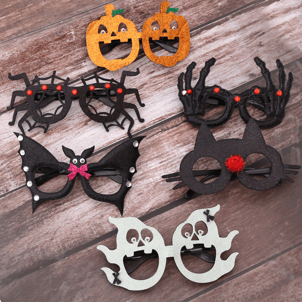Unisex Felt Cloth Halloween Glasses Children Spider Pumpkin Skull Funny Party Decoration Glasses - MRSLM