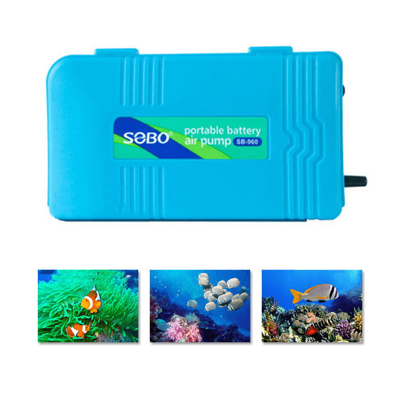 Waterproof Portable Oxygen Air Pump for Fish Tank Aquarium Accessories with Soft Tube Air Stone - MRSLM
