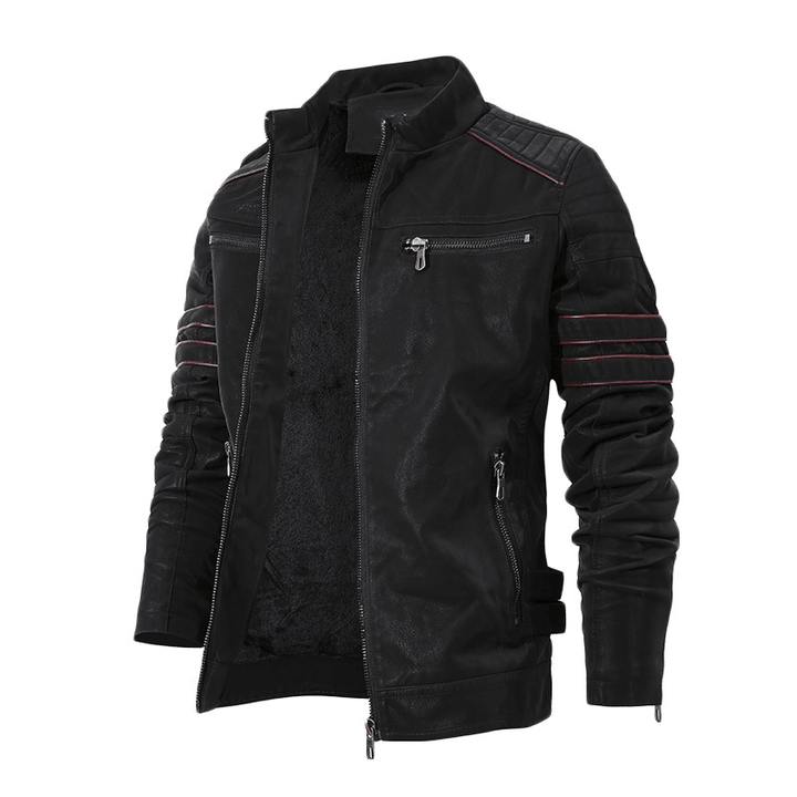 Men'S Autumn and Winter Fleece Leather Jacket - MRSLM