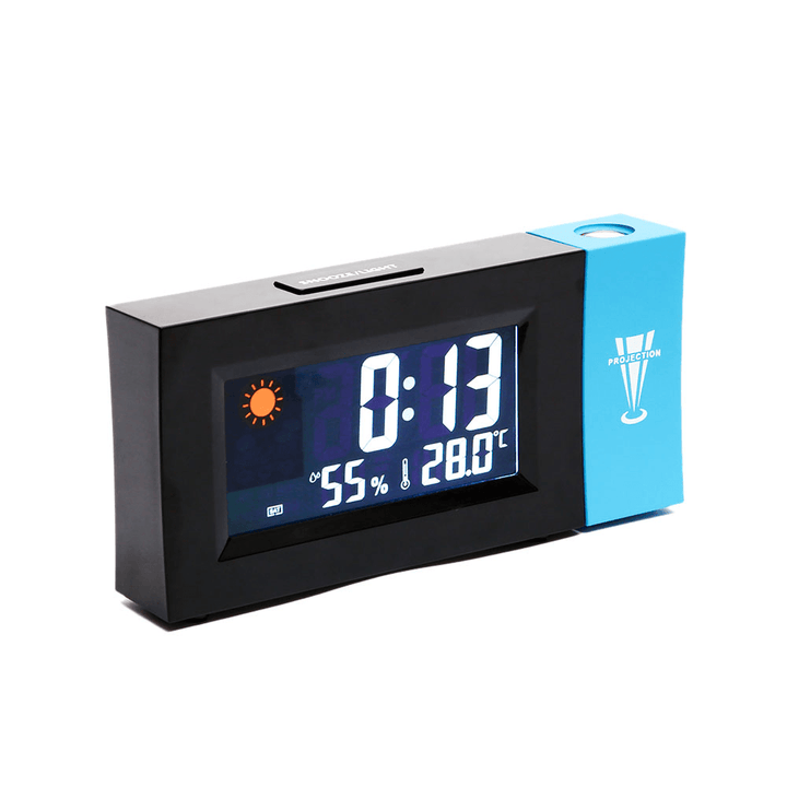 8290 Electric LED Weather Forecast Clock with Time Projection Color Screen Dual Power Supply Temperature and Humidity Display Alarm Clock - MRSLM