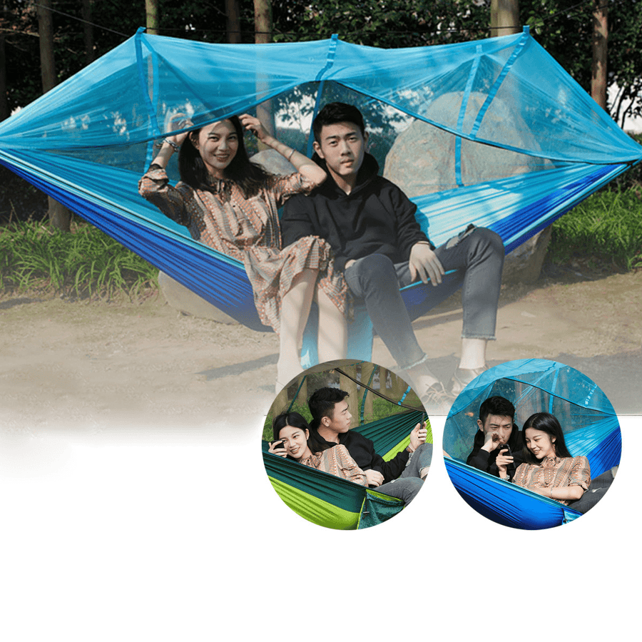 1-2 Person Camping Hammock Hanging Bed Swing Chair with Mosquito Net Outdoor Travel - MRSLM