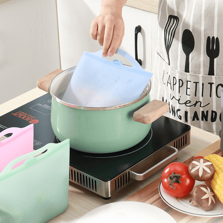 Reusable Silicone Vacuum Food Fresh Bags Food Storage Containers Refrigerator Bag Kitchen Colored Fresh Food Bag - MRSLM