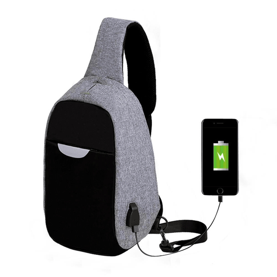 Men External USB Charging Multi-Function Sling Bag Water Repellent anti Theft Bag for Ipad - MRSLM