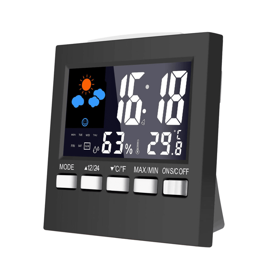 DC-001 Digital Temperature Humidity Alarm Clocks LCD Weather Station Display Clock - MRSLM