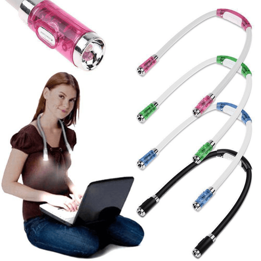 Rechargeable LED Book Light Neck Reading Lamp Hands Free 4 LED Beads 4 Adjustable Brightness for Reading in Bed or Reading in Car - MRSLM